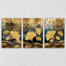 Golden Leafy Canvas, Set Of 3