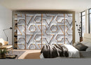White 3D Pattern With Golden Line Self Adhesive Sticker For Wardrobe