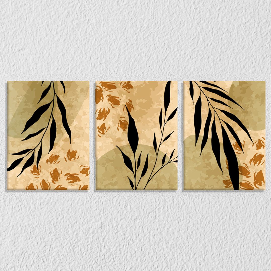 Vintage Floral Leaf Canvas Set Of 3