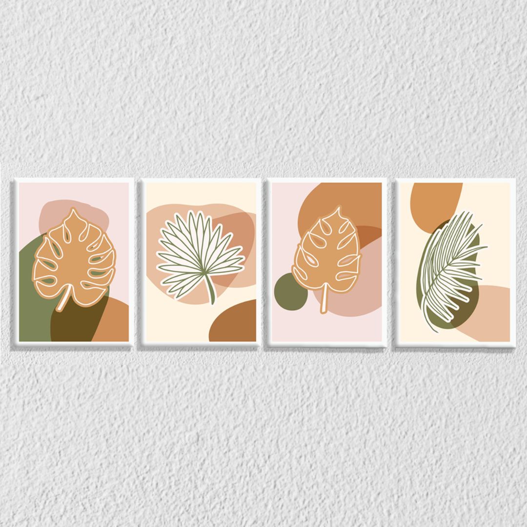 Abstract Minimalist Leaf Canvas Set Of 4