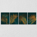 Shiny Golden Tropical Leaves Set Of 4