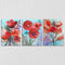 Red Flower Leaves Canvas Set Of 3