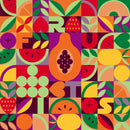 Mix Fruits Papaya Art Self Adhesive Sticker For Refrigerator