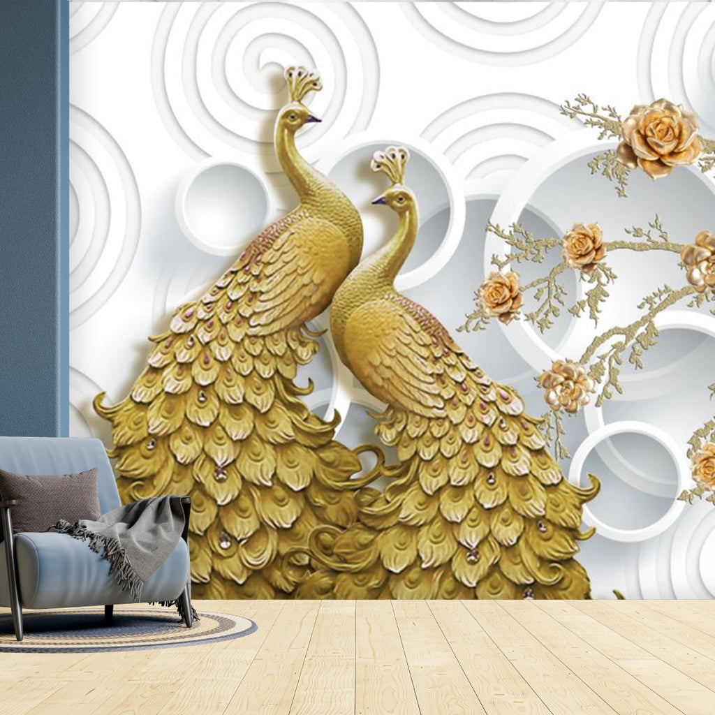 Golden Peacock Customize Wallpaper – Myindianthings