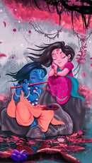 Krishna With Flute Anime Self Adhesive Sticker For Refrigerator