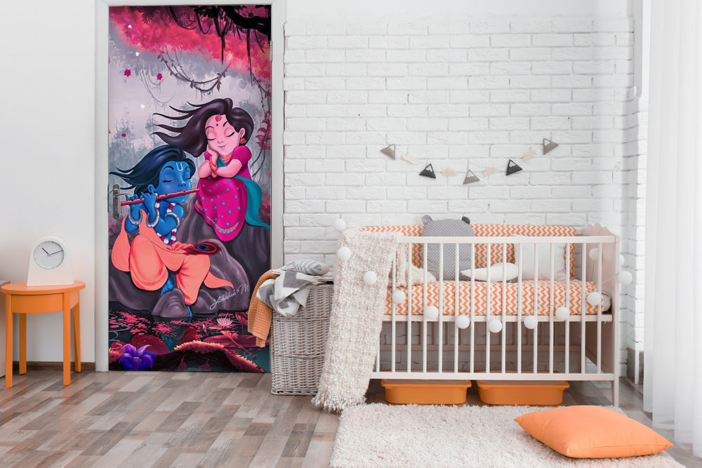 Krishna Anime Self Adhesive Sticker For Door