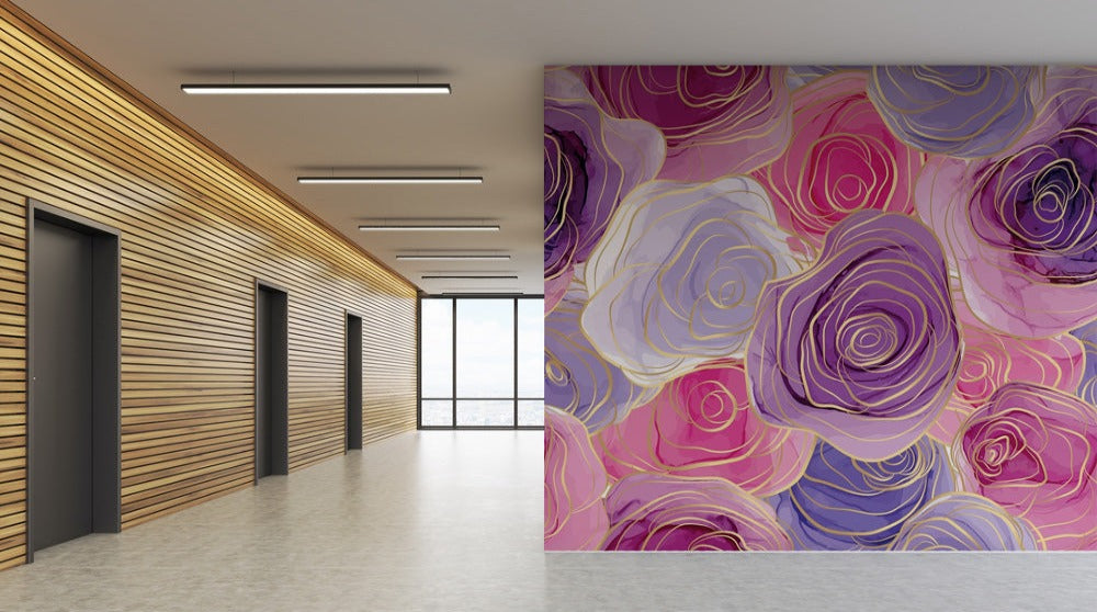 Shades Of Pink Lilac Gold Rose Wallpaper