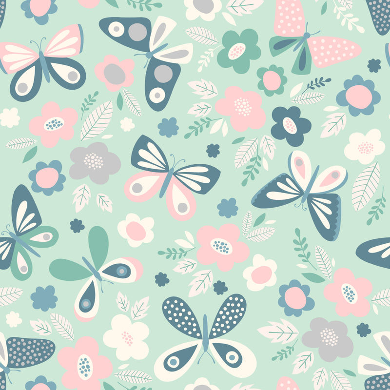 Floral Cyan Wallpaper