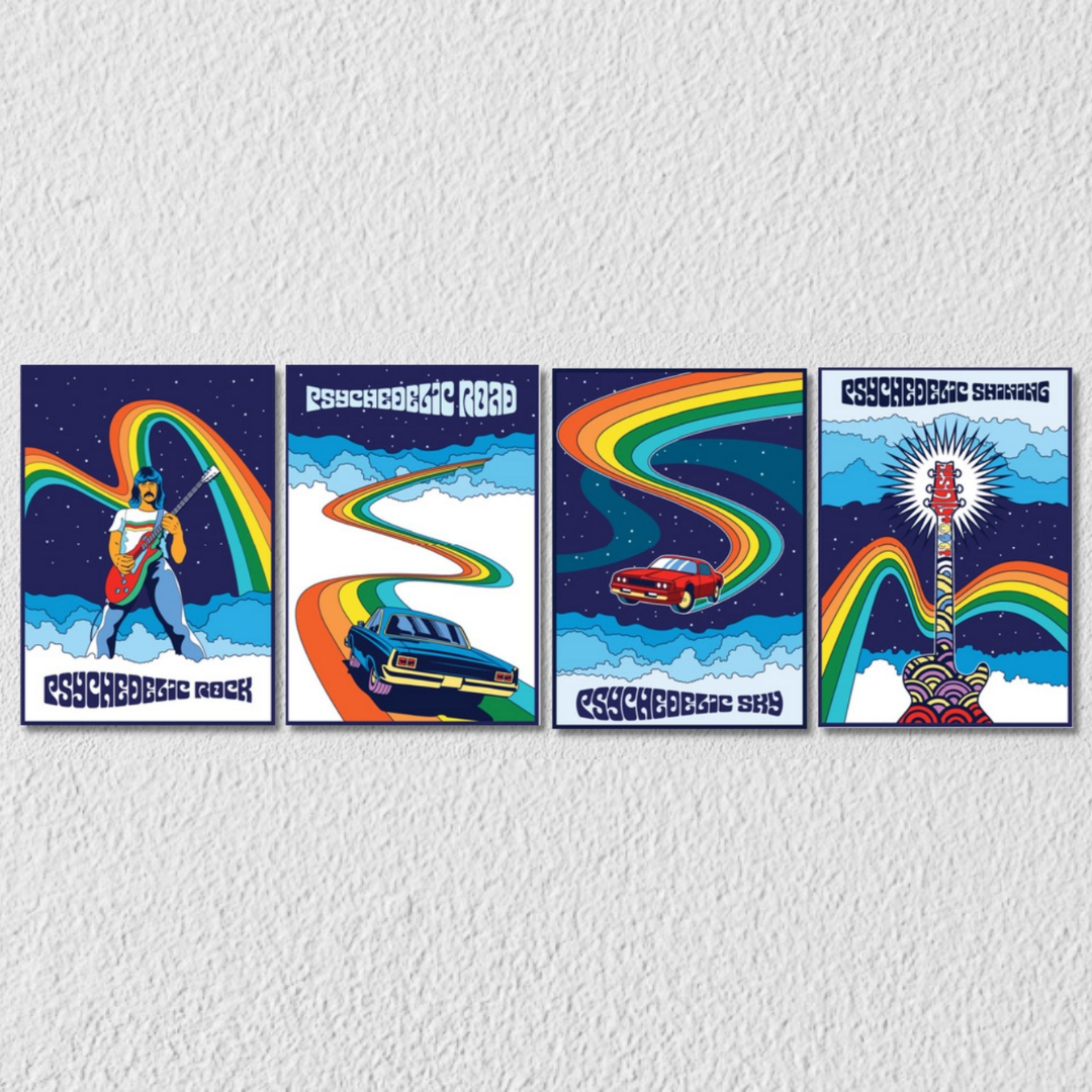 Psychedelic Wall Art, Set Of 4