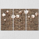 White flower on brick Set of 3