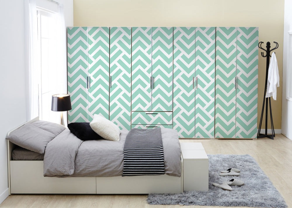 White Lines 3D Art Self Adhesive Sticker For Wardrobe