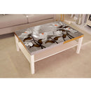 White Flowers With Brown Leafs Self Adhesive Sticker For Table