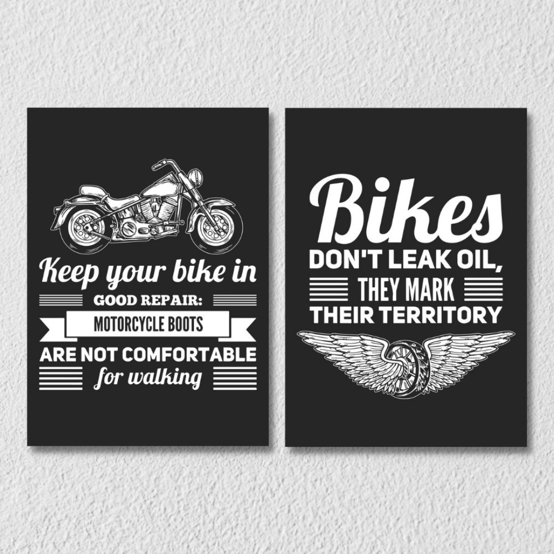 Biker Quotes Wall Art, Set Of 2
