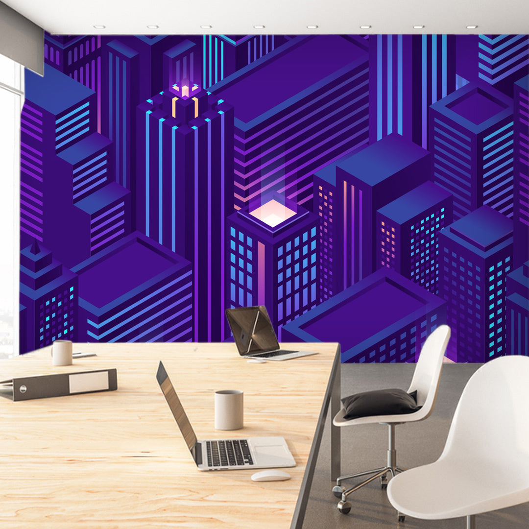 Purple Isometric Wallpaper