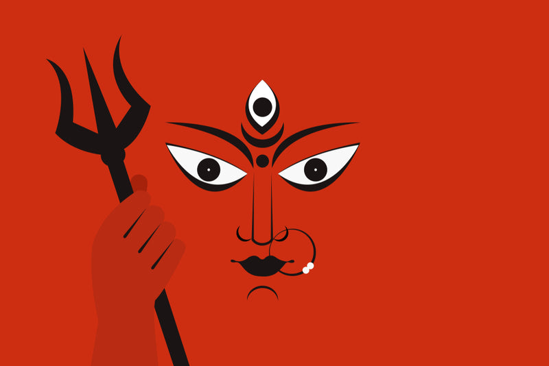 Trishul And Durga Art Self Adhesive Sticker Poster
