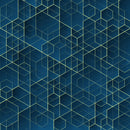 Golden Lines On Blue 3D Self Adhesive Sticker For Table