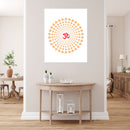 Om With Orange Rays Self Adhesive Sticker Poster