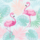 Blue Wallpaper With Flamingo