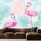 Blue Wallpaper With Flamingo