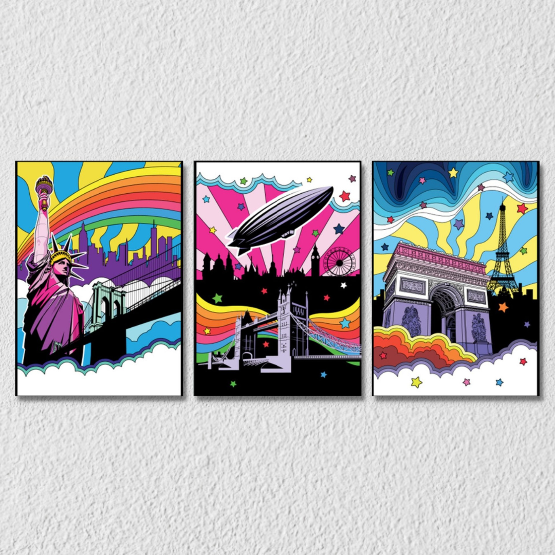 Psychedelic Wall Art , Set Of 3