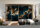 Golden Leafs Painting Self Adhesive Sticker For Wardrobe