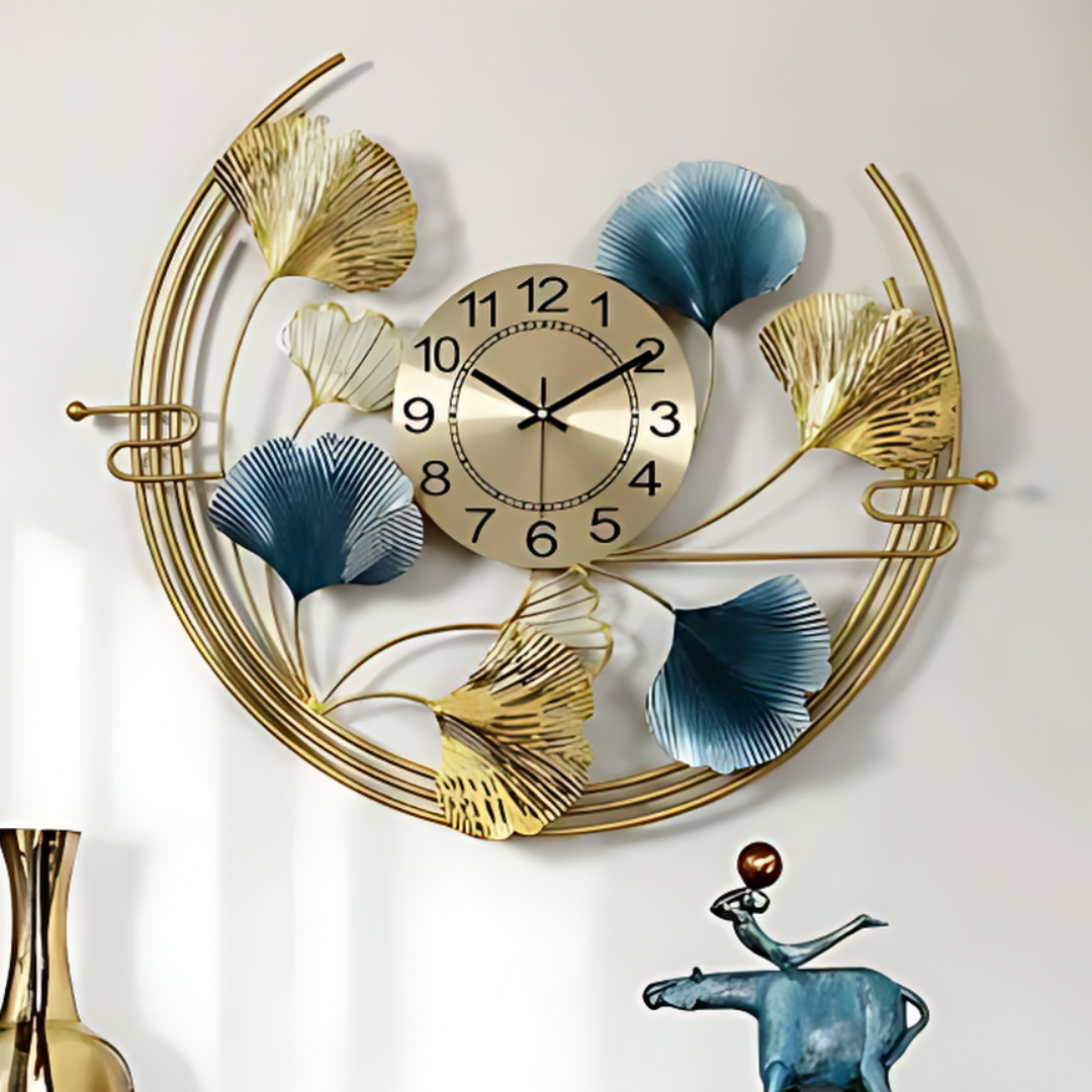 Circular Half Cut Floral Clock