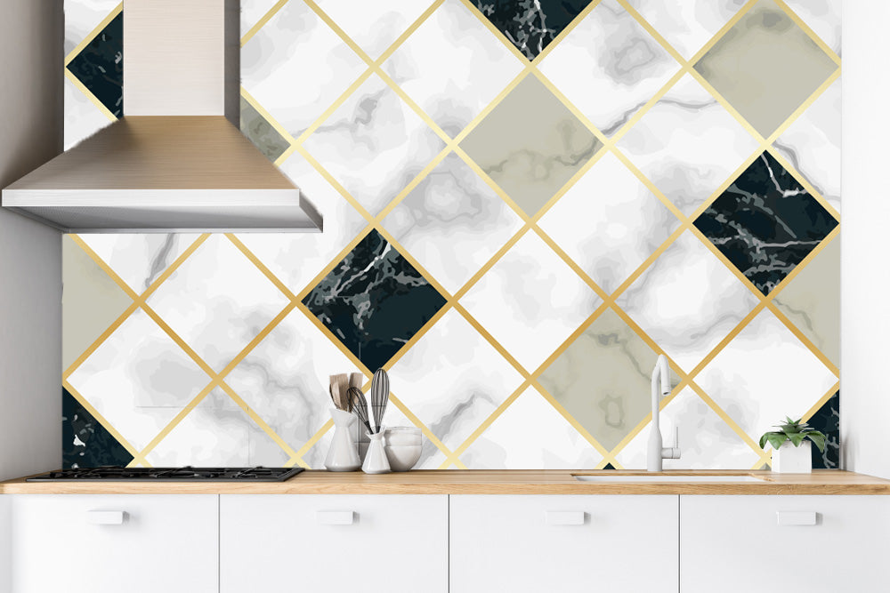 Beautiful Kitchen Tiles Pattern Customised Wallpaper