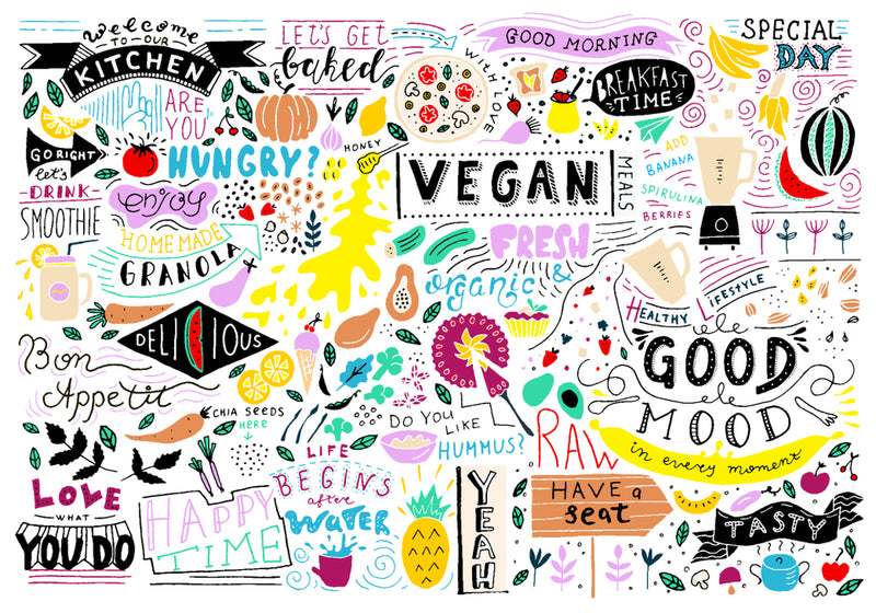 Cafe Vegan Sketch Customize Wallpaper