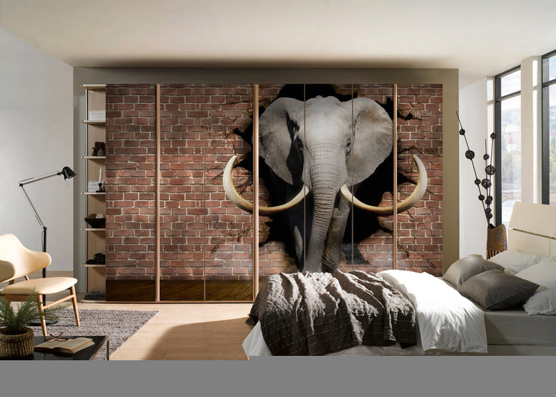 3D Elephand Self Adhesive Sticker For Wardrobe