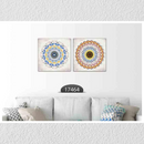 Blue Orange Mandala Art, Set Of 2