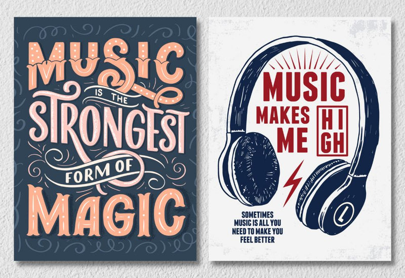 Music Quote And Headphone Wall Art, Set Of 2