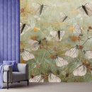 White Butterfly Green Wallpaper