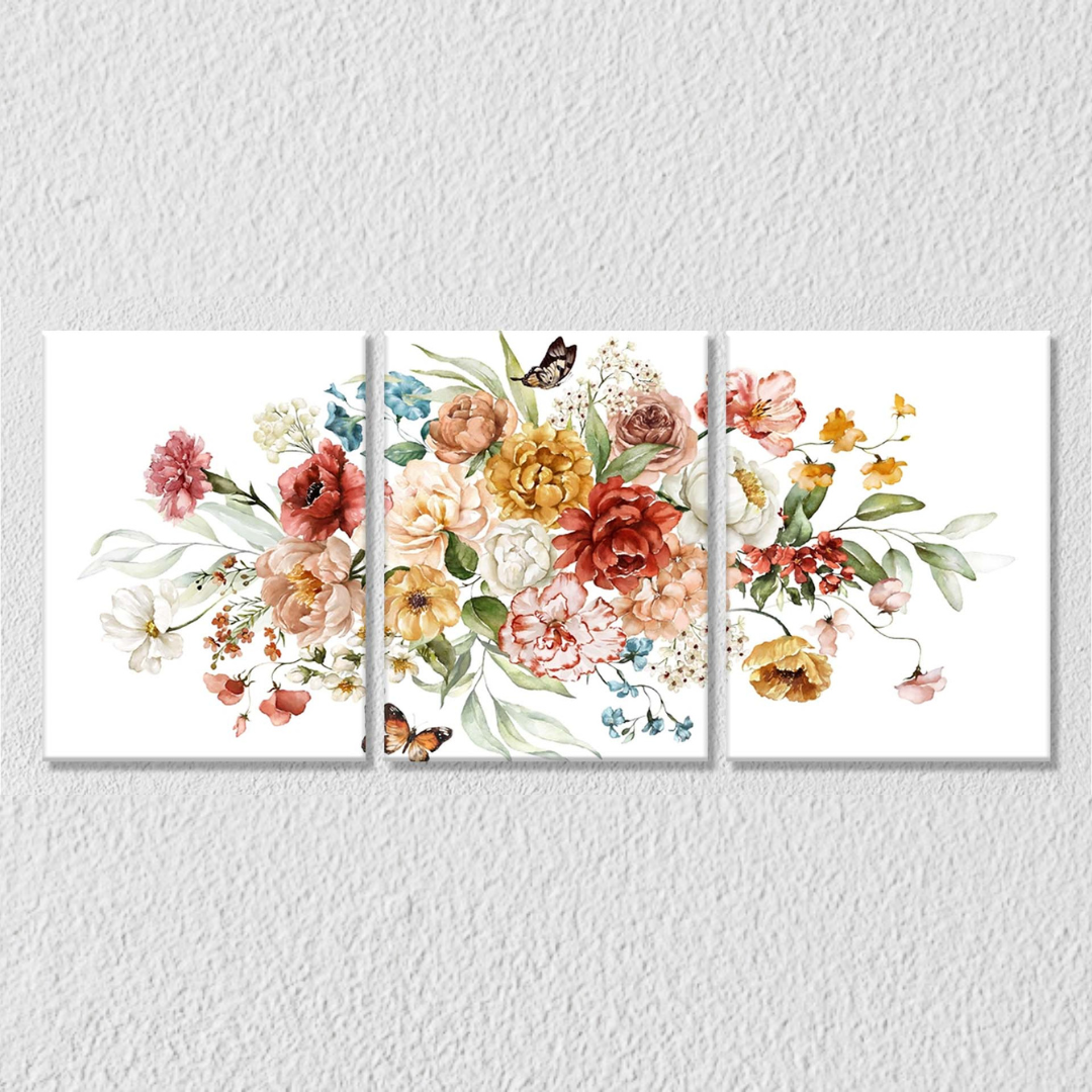 Elegant Floral Art, Set Of 3