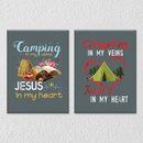 Jesus And Camping Wall Art, Set of 2