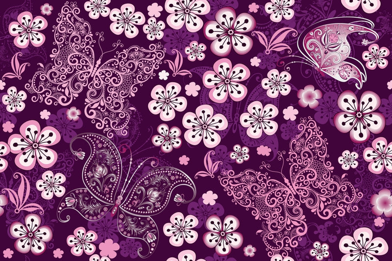 Floral Butterfly Design Wallpaper