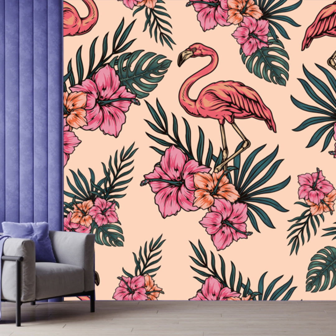 Flamingo Floral Wallpaper