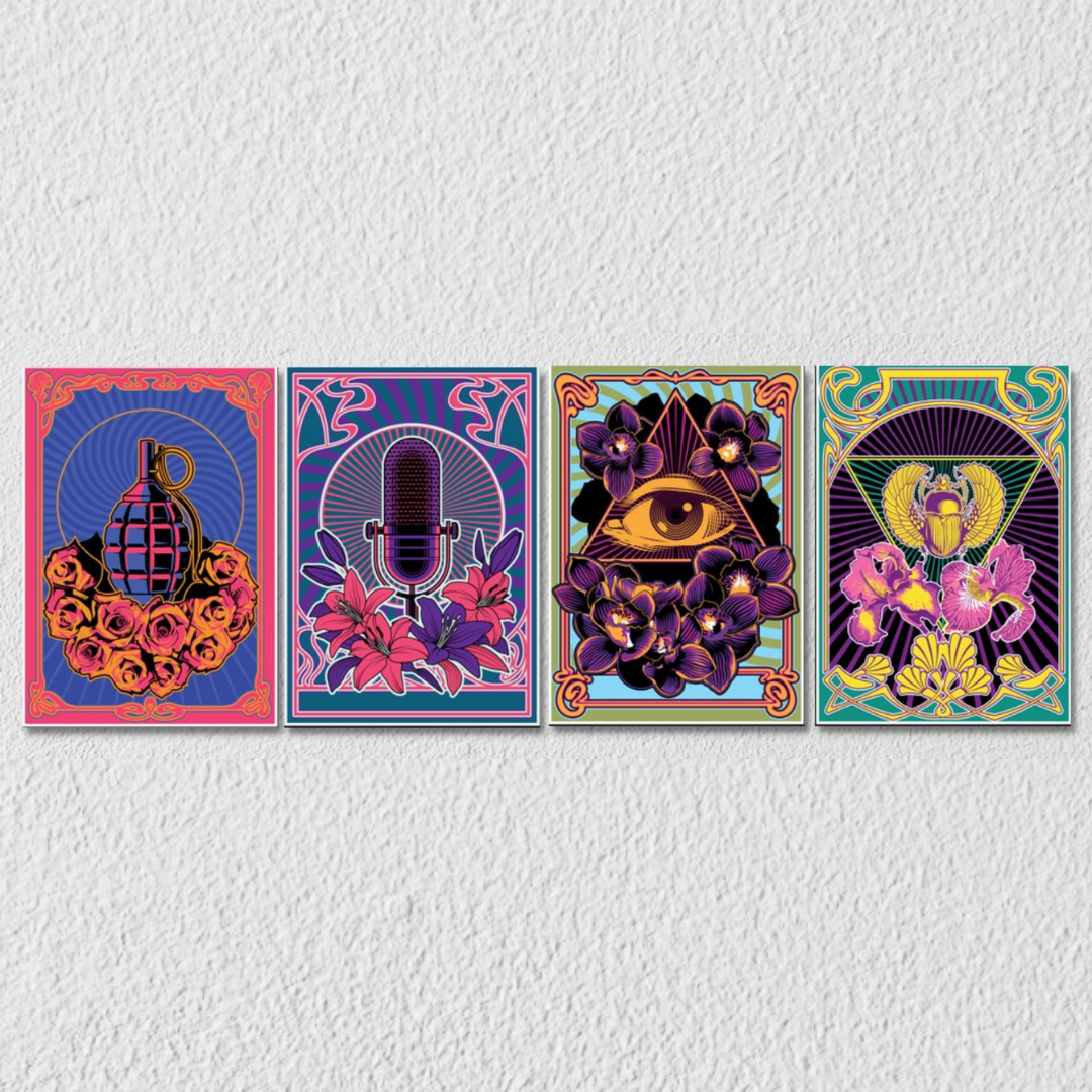 Psychedelic Wall Art, Set Of 4