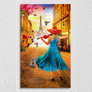 Girl Playing Violin And Eiffel Tower Wall Art