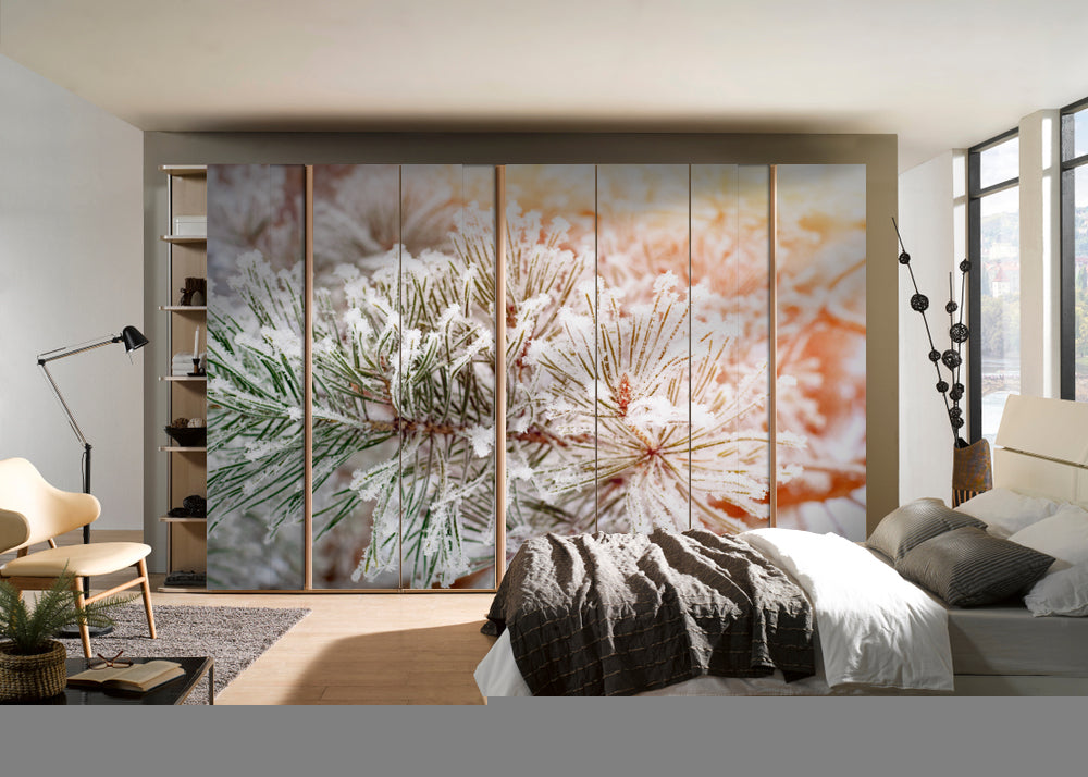 White Plant Painting Self Adhesive Sticker For Wardrobe