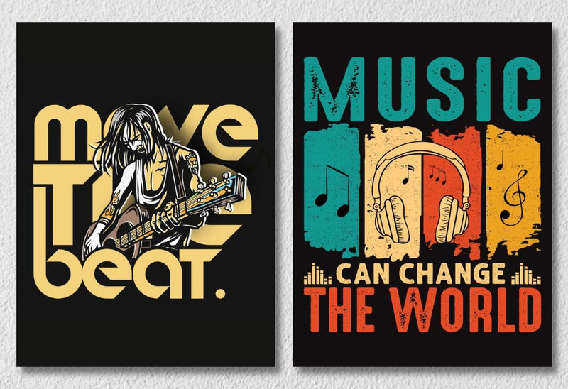 Guitar And Headphone Music Quote Wall Art, Set Of 2