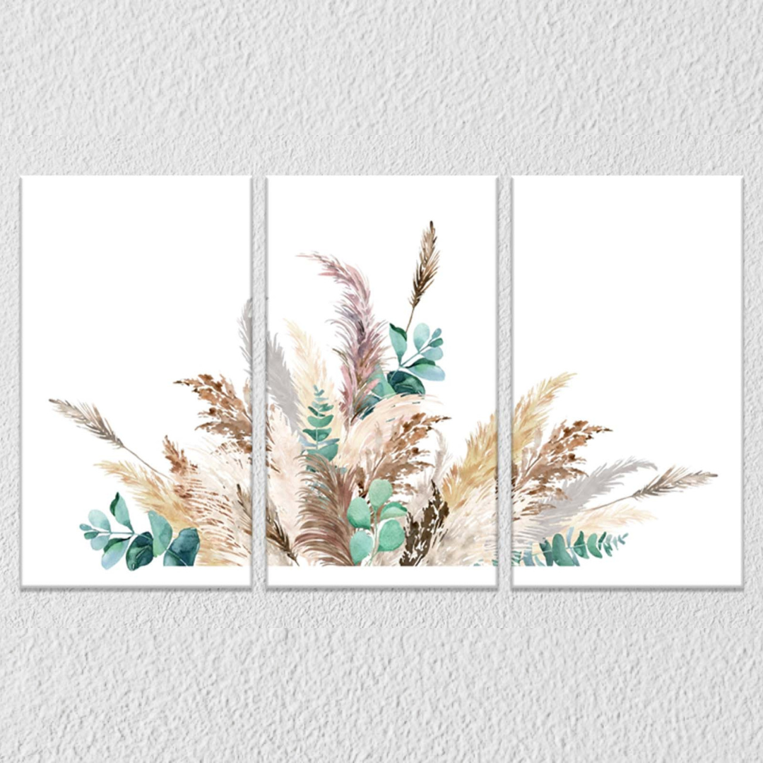 Floral Grass Abstract, Set Of 3