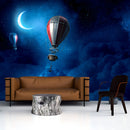 3D Hot air baloon in the sky cute blue wallpaper
