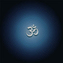 White Om In Blue Self Adhesive Sticker Poster