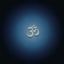 White Om In Blue Circle Self Adhesive Sticker For Wardrobe