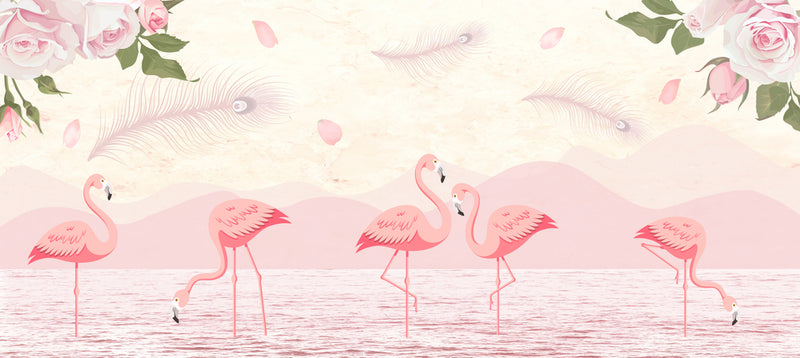 Flamingo Pinkrose Wallpaper