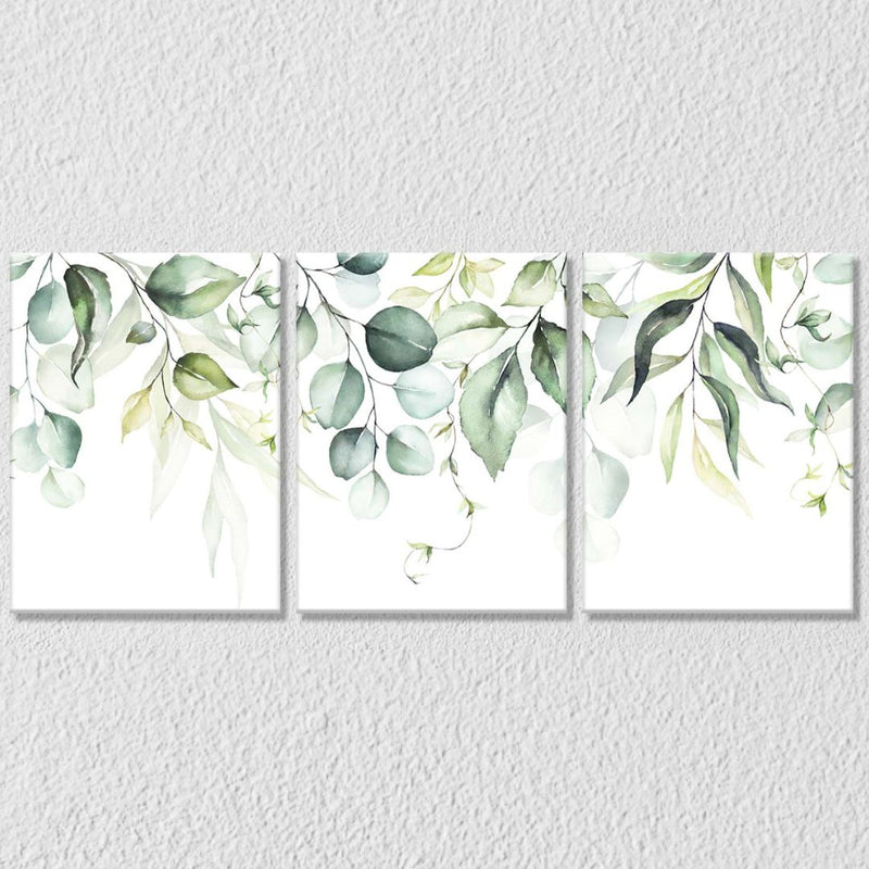 Artistic green leaves Set of 3