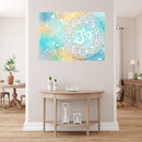Om In Blue Mandala Self Adhesive Sticker Poster