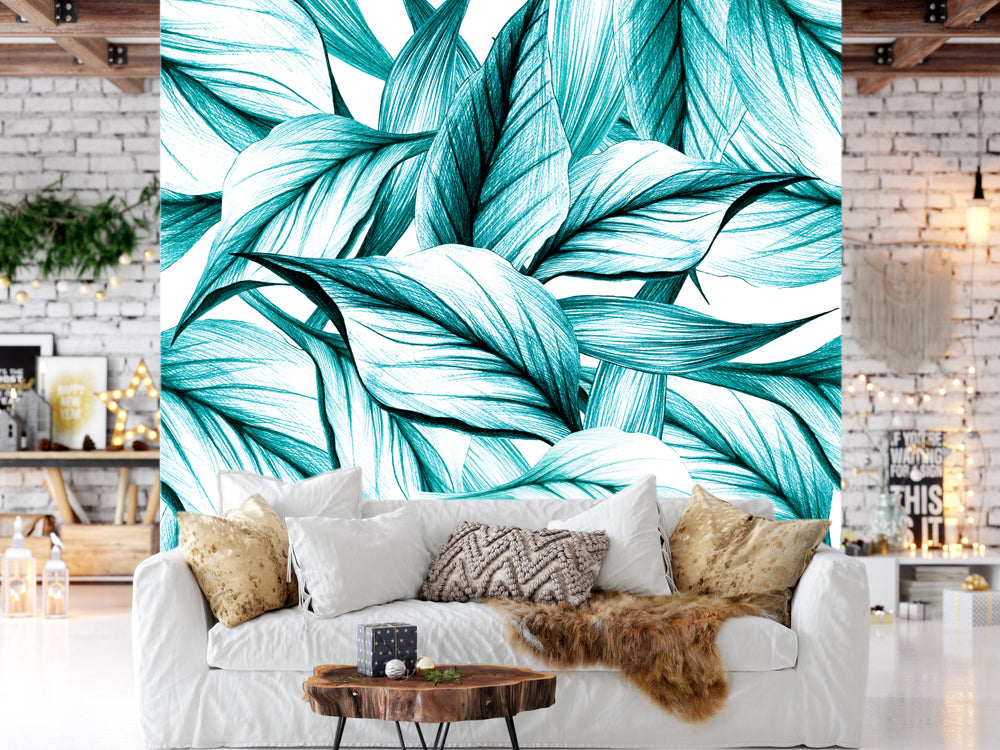 Abstract Green Leaves Customized Wallpaper