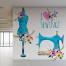 Sky Blue Sewing Wallpaper