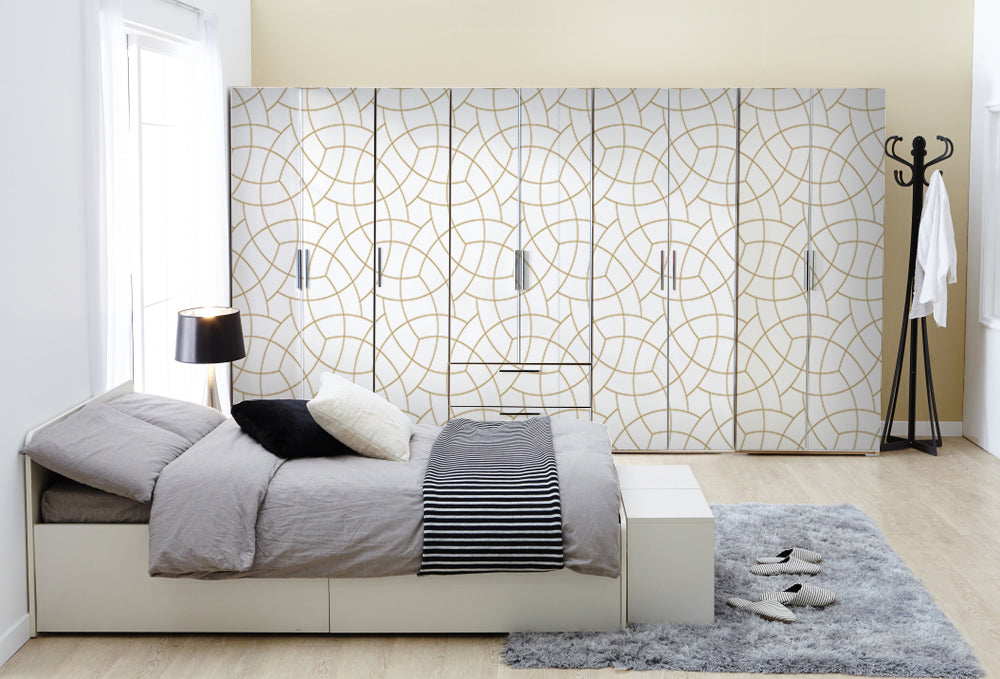 Circle In Circle Art Design Self Adhesive Sticker For Wardrobe